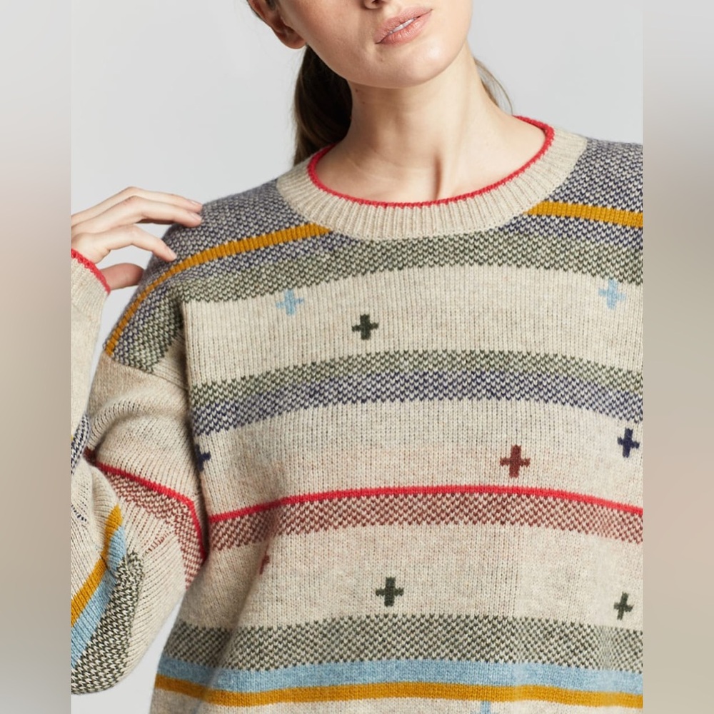 Pendleton Bridger Stripes Lambswool Crewneck Pullover Colorful Knit Sweater sz L - Picture 3 of 13